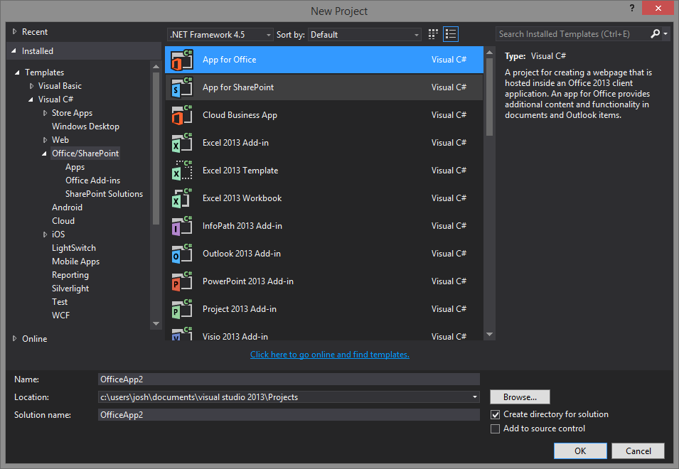 Visual-Studio-Apps-For-Office-New-Project